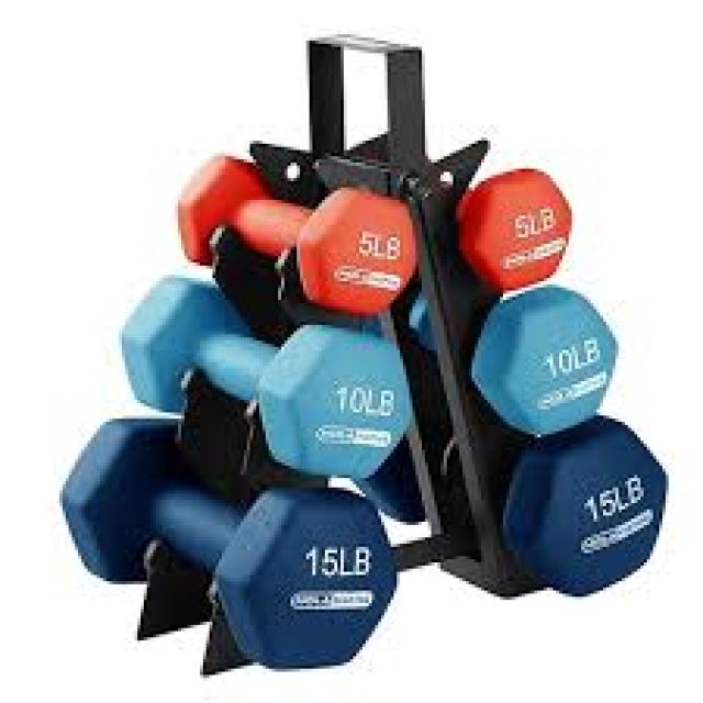 Holahatha Neoprene Dumbbell Weight Set With Rack, 60 lbs