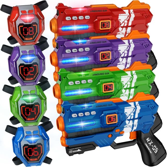 Laser Tag Guns Set of 4 Laser Tag Guns With Digital  Led Score Display Vests